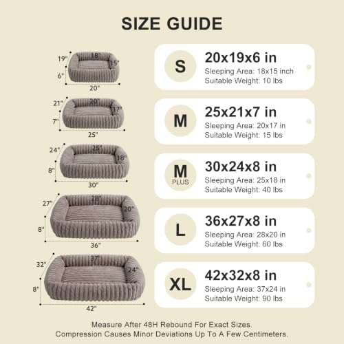 Dog Bed for Small Dogs (Khaki / S (20"x19"x6"))