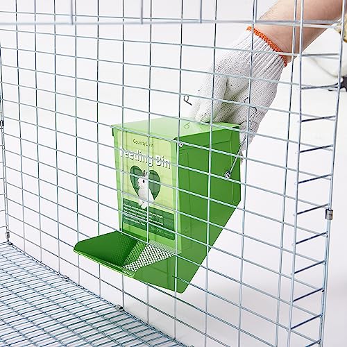 Metal Small Animal Feeder with Lid (4.6 inch / Green)