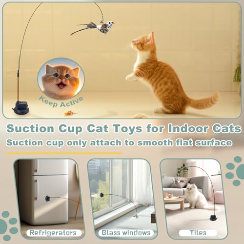 7-in-1 Kitten Toys for Indoor Cats with Washable Adhesive Suction Cup, Hanging Interactive Cat Toys, Silvervine Stick and Sisal Chew Rope Catnip Teething Toy for Bored Kitten (Neutral)