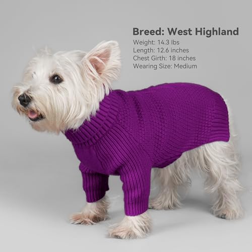 Dog Sweater Long Sleeve Warm Knit Sweaters for Large Dogs Boy Girl (Purple / XXX-Large)