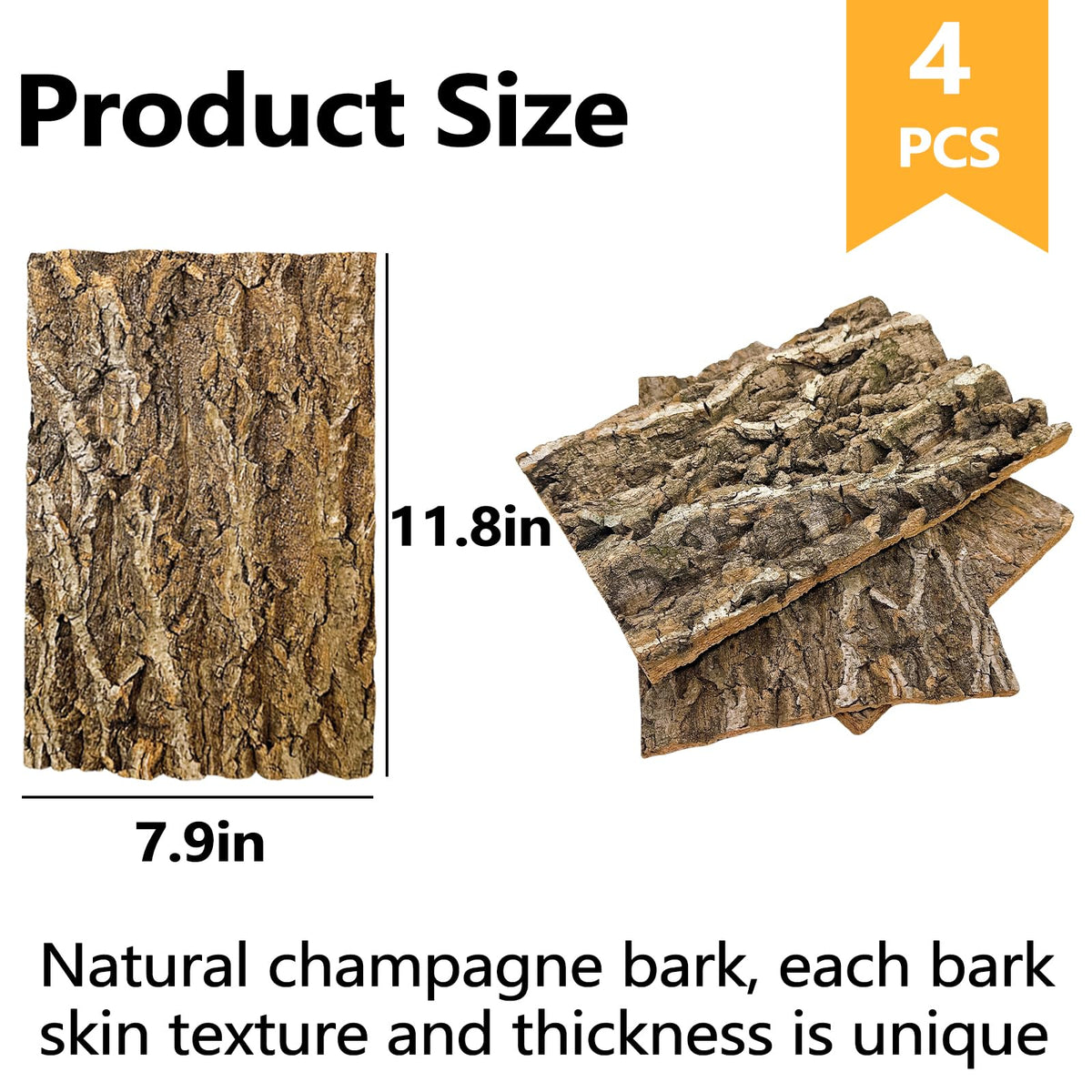 4PCS Cork Bark Background