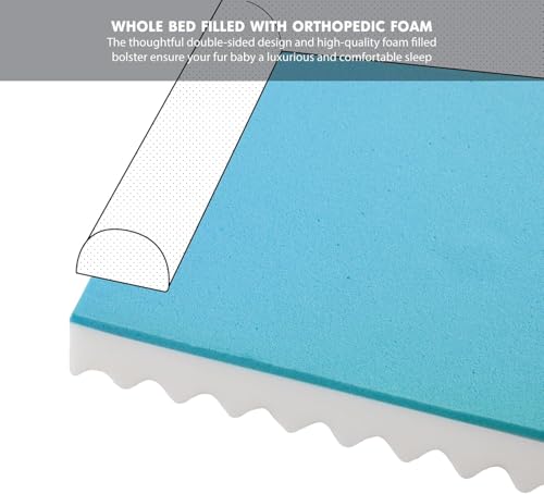 Orthopedic Dog Bed for Medium Dogs (All-Foam Bolster Bed / Ally Grey / Medium (28" x 23" x 6.5"))