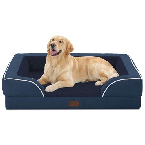 Waterproof Orthopedic Dog Bed for Large Dogs (Navy Blue / 36.0"L x 27.0"W x 8.0"Th)