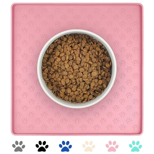 Pet Placemat for Dog and Cat (11.8"L x 11.8"W / Pink)