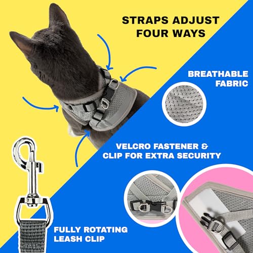 Travel Cat Harness and Leash Set (Large / Grey)