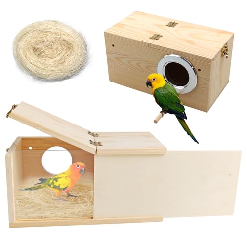 Wooden Bird Nesting Box with Transparent Visual Window (【Large:9.8x5.1x5.1 Inches】)