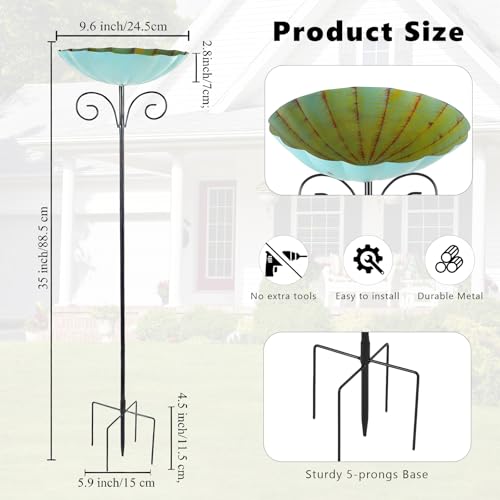 Metal Bird Baths for Outdoors (Yellow Green)