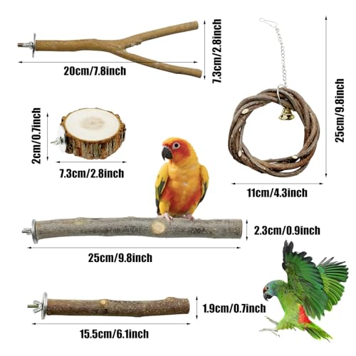 10 PCS Natural Parrot Perch Bird Cage Accessories