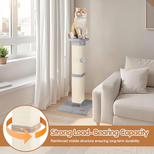 Cat Scratching Post 33 inch for Indoor Cats (Grey)