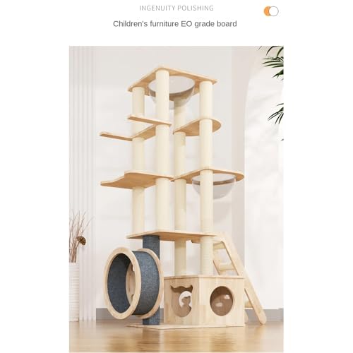 Large Cat Tree Tower Solid Wood (52.36 x 70.47 x 17.72 in)