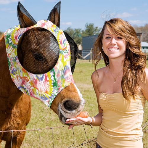 12 Pieces Horse Fly Mask Bulk (Tie Dye Patterns / Large)