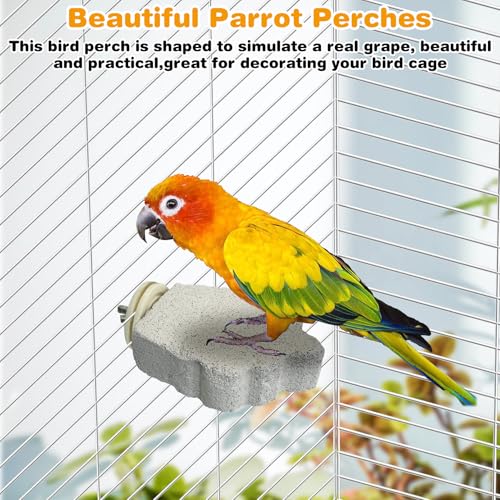 4 PCS Bird Perches Calcium Parrot Perch Stand Bird Beak Grinding Stone Foot Claws Trimmer Parrot Chewing Toys Bird Cage Accessories for Budgie Cockatiel Conure Lovebird Finch