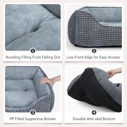 Dog Bed for Large Medium Small Dogs (Grey / S(20’’x 19’’x 6’’))