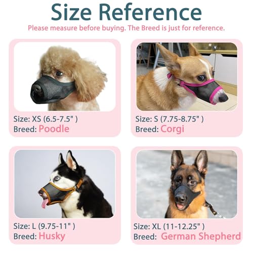 Dog Muzzle for Large Medium Small Dogs German Shepherd Labrador (Hot Pink / L(Snout:9.75"-11"))