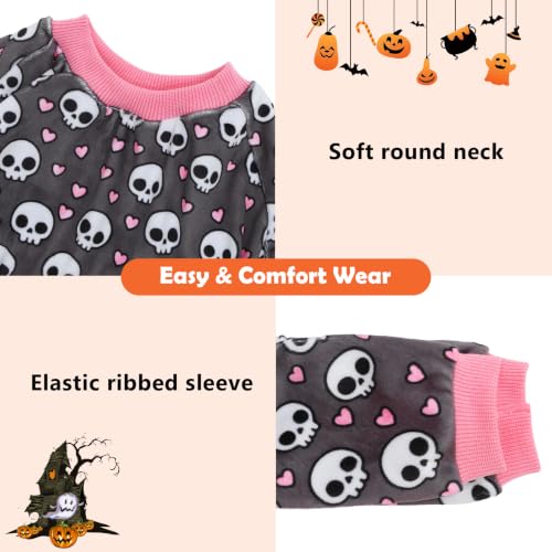 Dog Pajamas Halloween Puppy Onesies Small Dogs Soft Pjs Coat Cat Apparel Comfy Pet Clothes Outfit Doggie Bodysuit P350XS (X-Small / Skull Hearts)