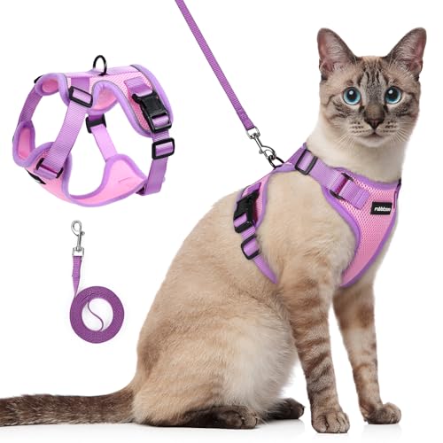 Cat Harness and Leash Set (Pink & Purple / S)