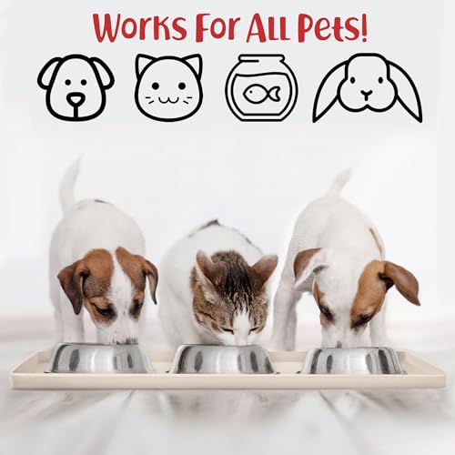 Dog Food Mat Waterproof Dog Bowl Mat for Food and Water (18.9"L x 11.8"W / Vanilla)