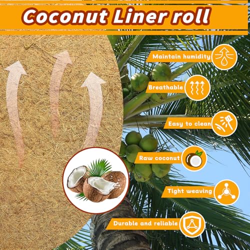 78.7x11.8in Reptile Carpet Coconut Fiber Substrate Large Snake Bedding Coco Liner Roll Mat for Bearded Dragon Tortoise Lizard Habitat Pad Garden Decoration (11.8x78.7inch)