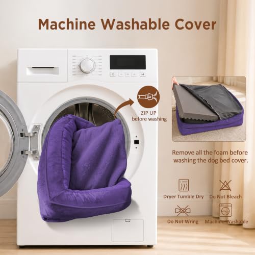 Waterproof Orthopedic Dog Bed for Medium Size Dog (30.0"L x 20.0"W x 7.0"Th / Deep Purple)