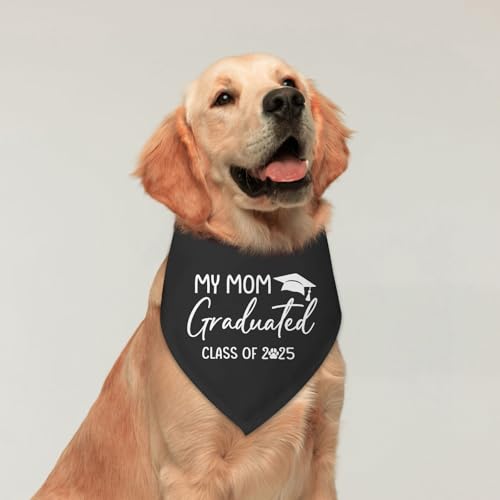 Class of 2025 Graduation Dog Bandana Dog Graduated Bandana Graduation Gifts for Dogs Lovers 2025 My Mom Graduated Pet Scarf for Small Medium Dogs & Cats (M)