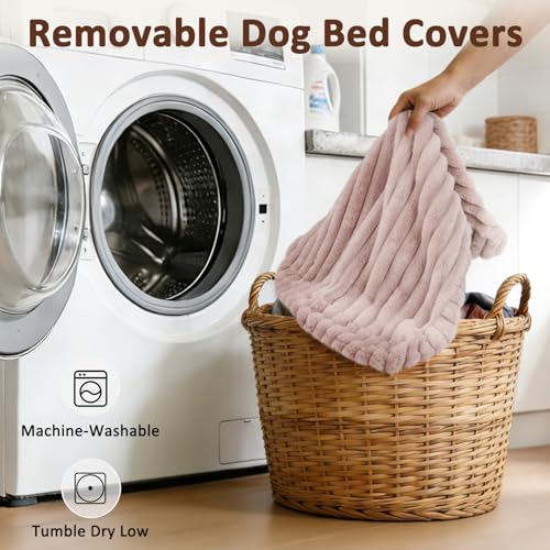 XL Dog Bed Flat Pet Beds with Removable Washable Cover (Pink / XL(42"x27"x4"))