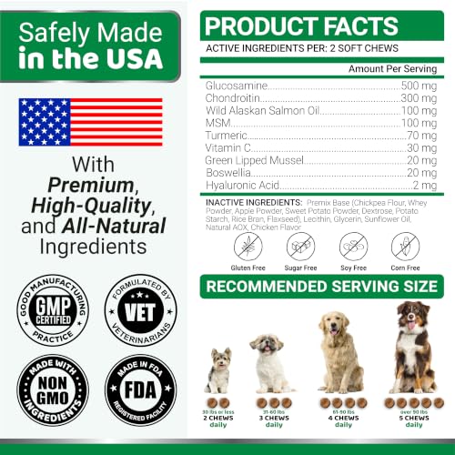 2 Pack) Glucosamine for Dogs - 340 Ct - Hip and Joint Supplement for Dogs (Glucosamine / 340 Chews)