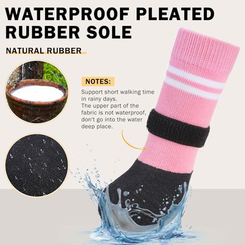 Anti Slip Dog Boots & Paw Protectors for Hardwood Floor (Light Pink / X-Large(Paw width 2.36in/6cm))