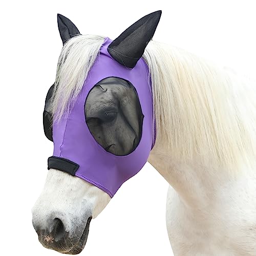 Stretchy Horse Fly Mask with Ears (Violet / Full)
