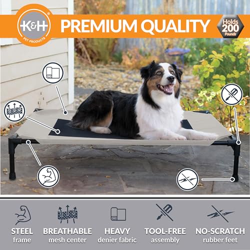 K&H Outdoor Elevated Dog Bed (Taupe/Black Mesh / Large 42"L x 30"W)