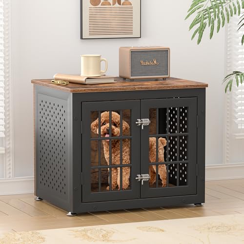 26" Heavy Duty Dog Crate Furniture for Small Dogs (26.0"L x 20.4"W x 21.7"H / Brown)