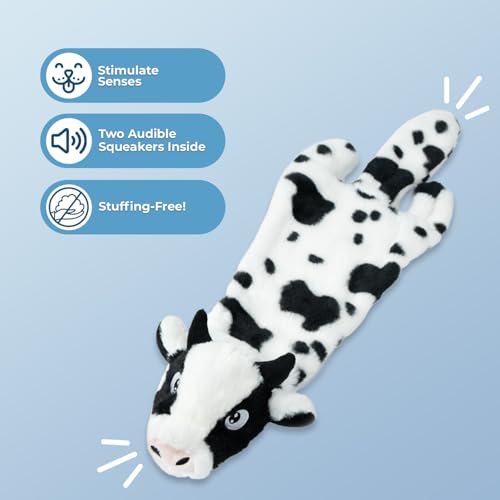 2-in-1 Stuffless Squeaky Dog Toy - Sheep, Cow, Medium (Multicolor/Sheep & Cow / Medium)