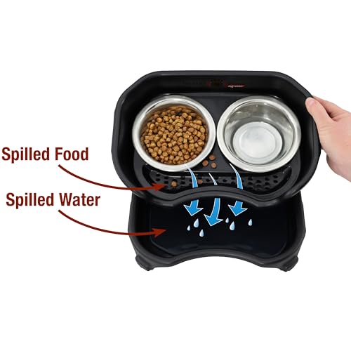 Express Mess Proof Cat Bowls Elevated (Cat w/ Standard Bowls / Midnight Black)
