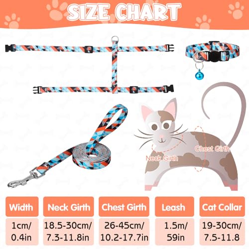 2 Pack Cat Harness and Leash Set Escape Proof Adjustable Cat Harness (Bohemia)