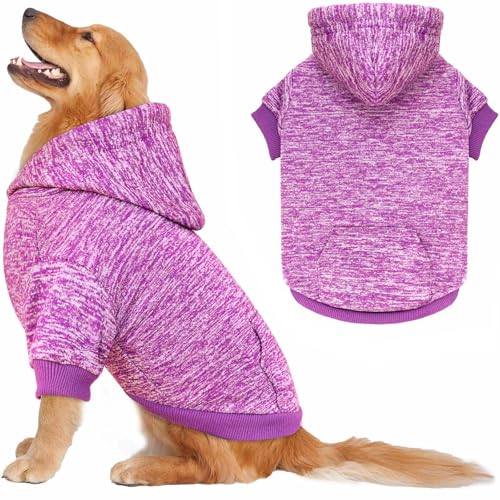 Dog Sweaters for Large Dogs Dog Hoodie Fleece Sweater Soft Clothes Sweatshirt with Pocket Hoodie for Large Dogs (XX-Large / Purple)