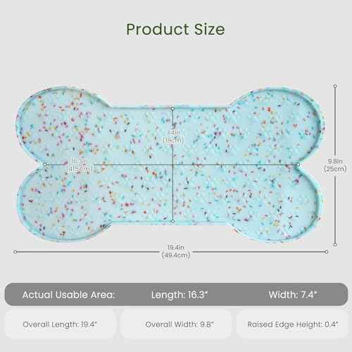 Dog Food Mat Anti (19.4" x 9.8"-2PCS / Donut Blue)