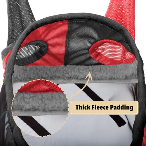 Pro Luminous Horse Fly Mask Standard with Ears UV Protection for Horse Scarlet Red (Scarlet Red/Black / Small (Yearling))