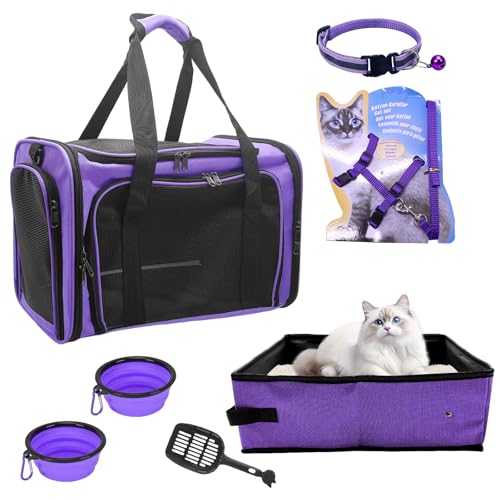 Soft Sided Cat Carrier with Litter Box (Purple)