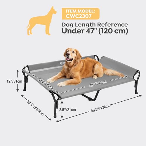 Cooling Elevated Dog Bed (Grey / 50.5"L x 33.5"W x 12.0"Th)
