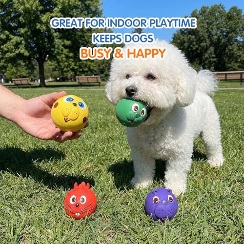 Dog Ball Toy Smiley Face Squeaky Dog Toys Soft Dog Balls Latex Rubber Squeak Dog Toys for Small Medium Puppy Pet Dog (Colorful Smiley Face)