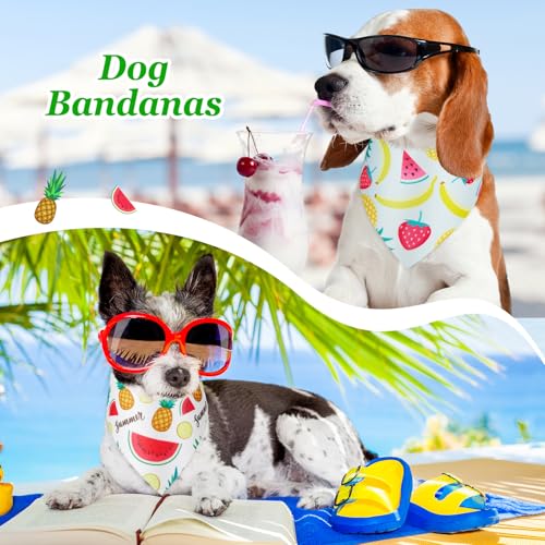 50 Pcs Fruit Dog Bandanas Bulk for Summer Soft Bibs Adjustable Triangle pet Bandana for Small Medium Large Costume (Fruits Pattern / 19.7 x 13.8 x 13.8 Inch)