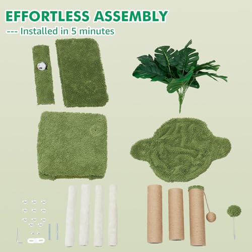 38'' Cat Tree Tower with Scratching Posts Cat Condo Tree Green (Green / 38‘’)