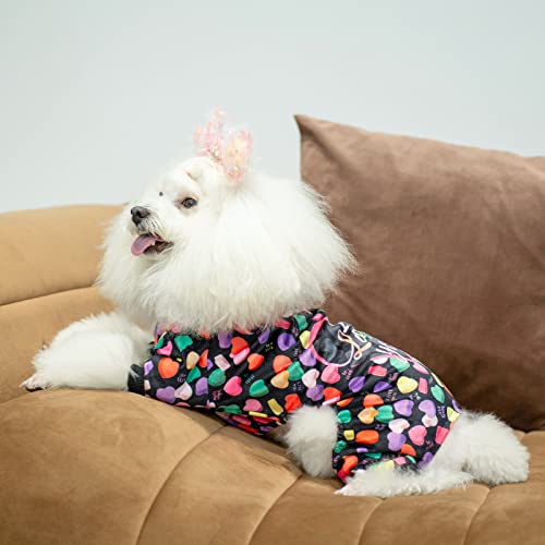 Small Dogs Outfit Soft Puppy Onesies Pjs Dog Pajamas Pet Coat Cat Apparel Comfy Doggie Jumpsuit Bodysuit for All Seasons (I love u / X-Small)