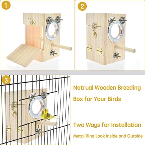 Bird Nest Box Parakeet Breeding Nest Box Bird Nest House Wooden Acrylic Transparent Breeding Box for Finch Lovebirds Cockatiel Budgie Conure Parrot (X-Small)