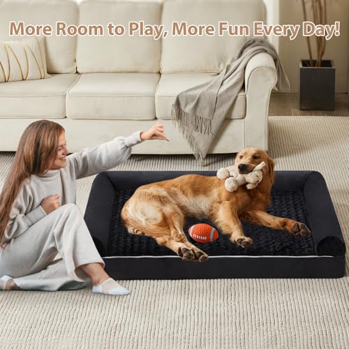 Orthopedic Washable Large Dog Bed for Senior Dog Comfy Sleep (36"l x 27"w x 6.5"th / Black)