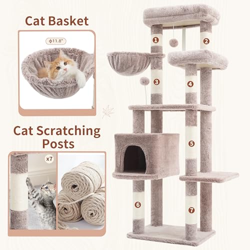 55.1'' Cat Tree Tower for Indoor Cats (55.1 inch / Muchroom)