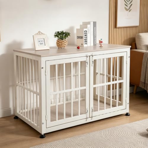 42 Inch Dog Crate Furniture for Large Medium Dogs (Beige / 42.1"L x 28.2"W x 29.7"H)