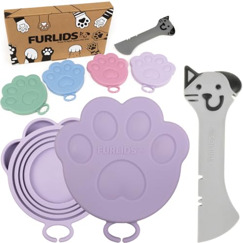 FURLIDS Cat Dog Food Can Lids 4 Pack (4 Pack Multicolor)