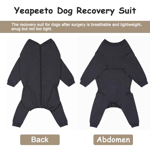 Dog Onesie Surgery Recovery Suit for Large Medium Bodysuit Dogs Pajamas PJS Full Body for Shedding (6X-Large (Pack of 1) / Dark Grey)