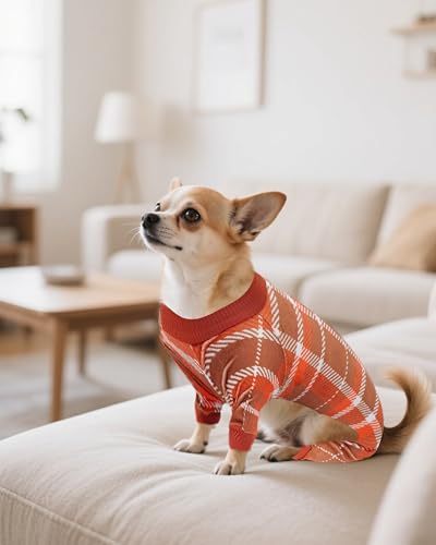 4 Pack Plaid Fleece Dog Pajamas Warm for Extra Small Dogs (X-Small)