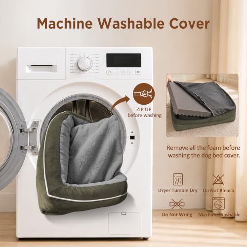 Waterproof Orthopedic Dog Beds for Large Sized Dog (38.0"L x 25.0"W x 7.0"Th / Dark Green)